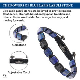 LAPIS LAZULI Armbånd med flad perle til mænd