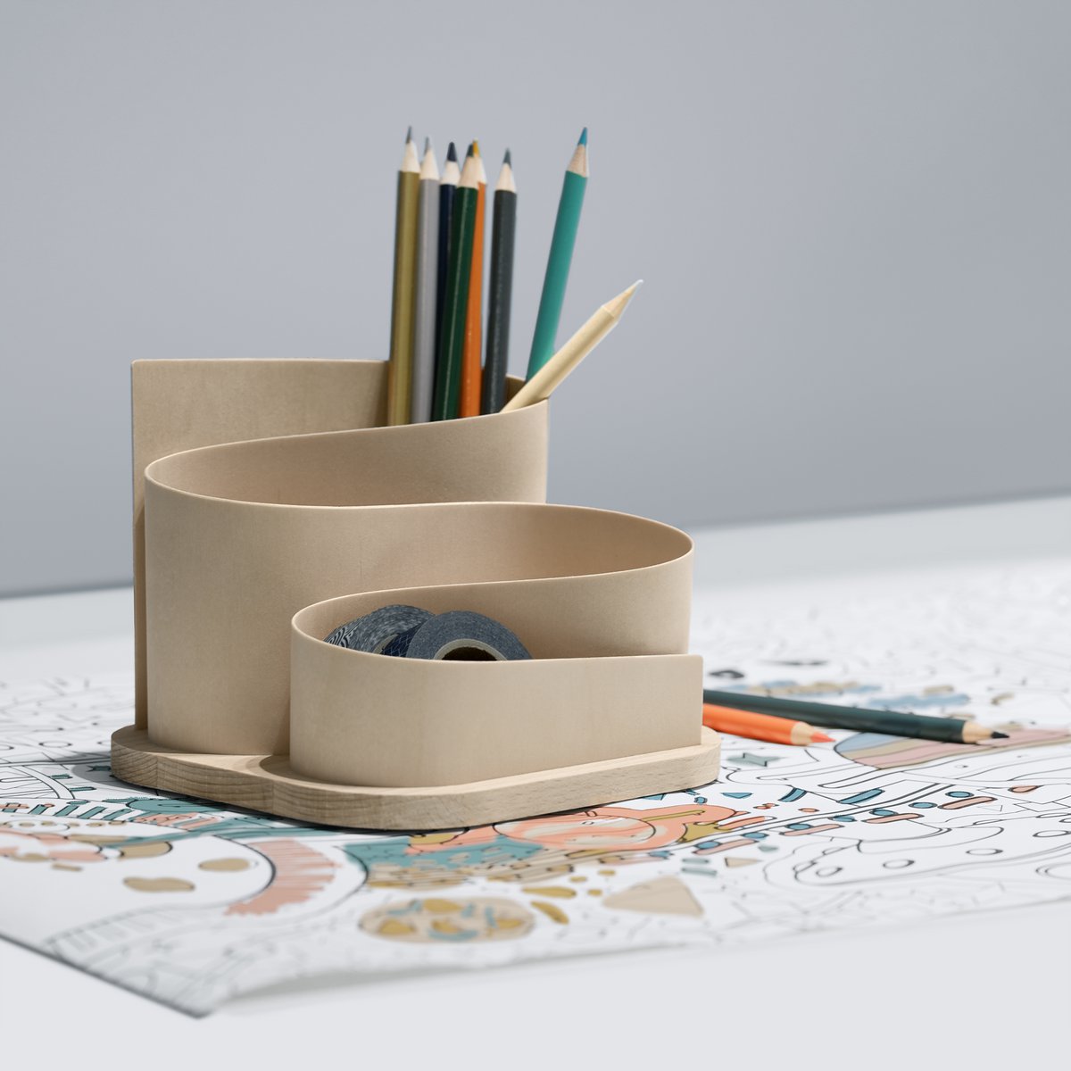 Squiggle - Wooden desk organizer