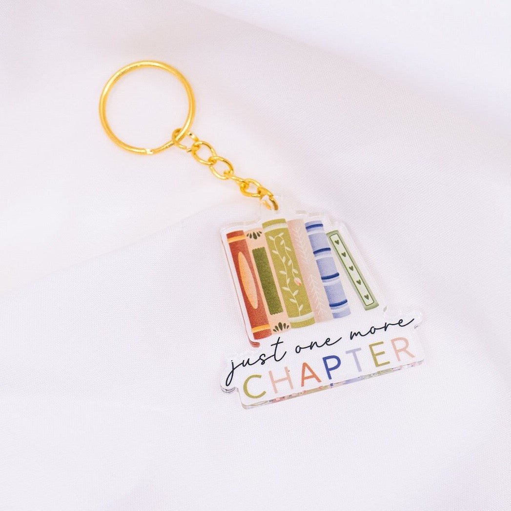 Sleutelhangerboeken die "nog één hoofdstuk" lezen acryl - cadeau-boekenwurm