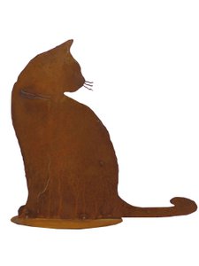 Cat Tom sitting made of stainless steel with a Corten steel look