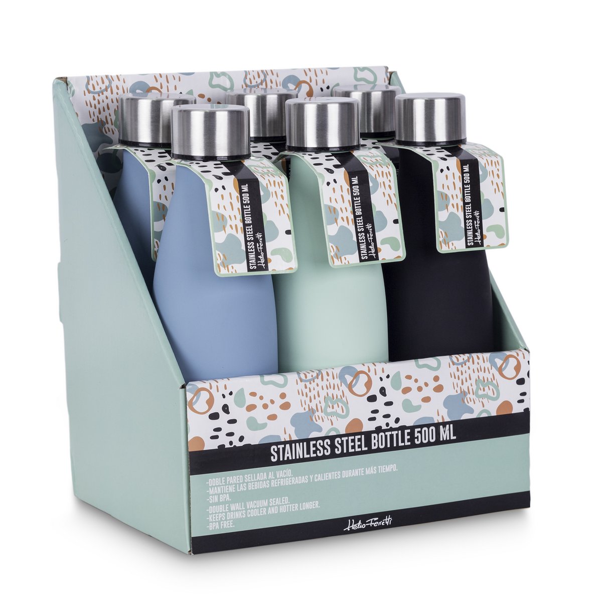 HERBRUIKBARE FLES MAT STAAL HF