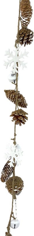Christmas decoration garland - Garland Pinecone Snowflake | 75 cm | Extra long Christmas garland made of natural materials | White