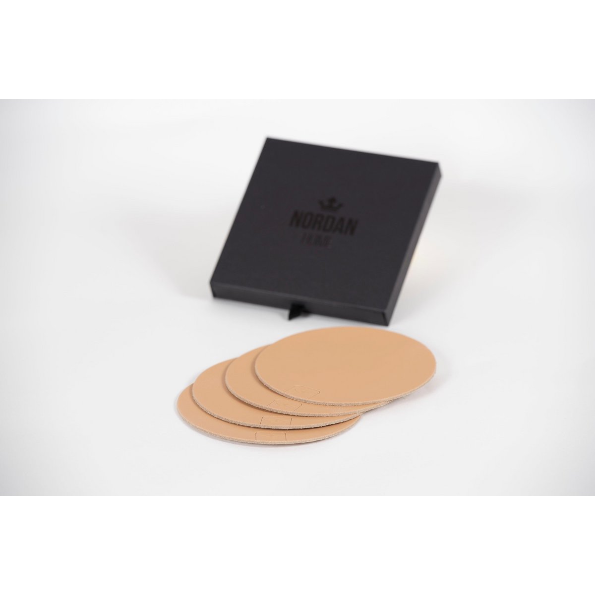 Onderzetters van leer, 4-pack, naturel