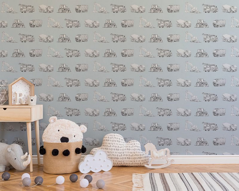 Transport Children's Wallpaper - Blue Colour
