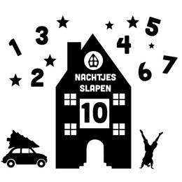Fensteraufkleber Countdown Haus statisch - Weihnachten und Sinterklaas
