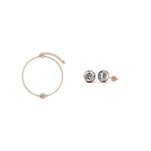 Geburtsstein-Mond-Set und Box – Roségold und Kristall