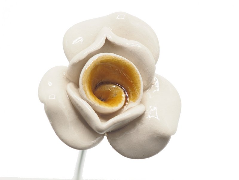 Rose flower ceramic white 3.5 cm
