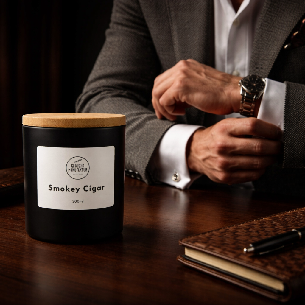 Premium fragrance candle "Smokey Cigar"-intensive & noble