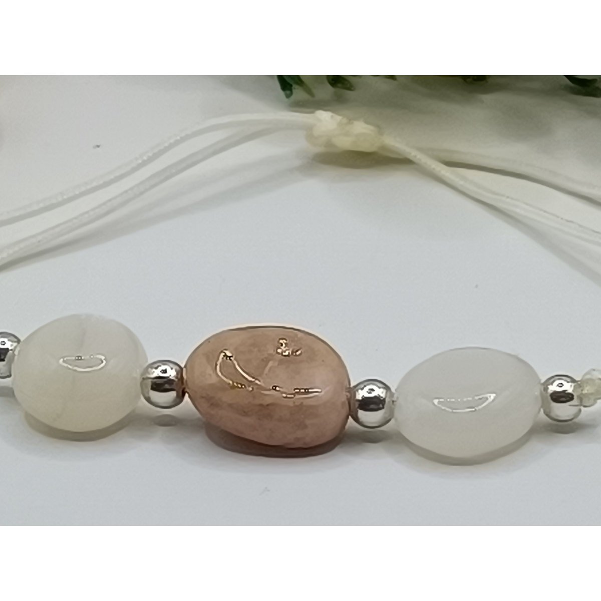 Maansteen edelsteen armband macramé