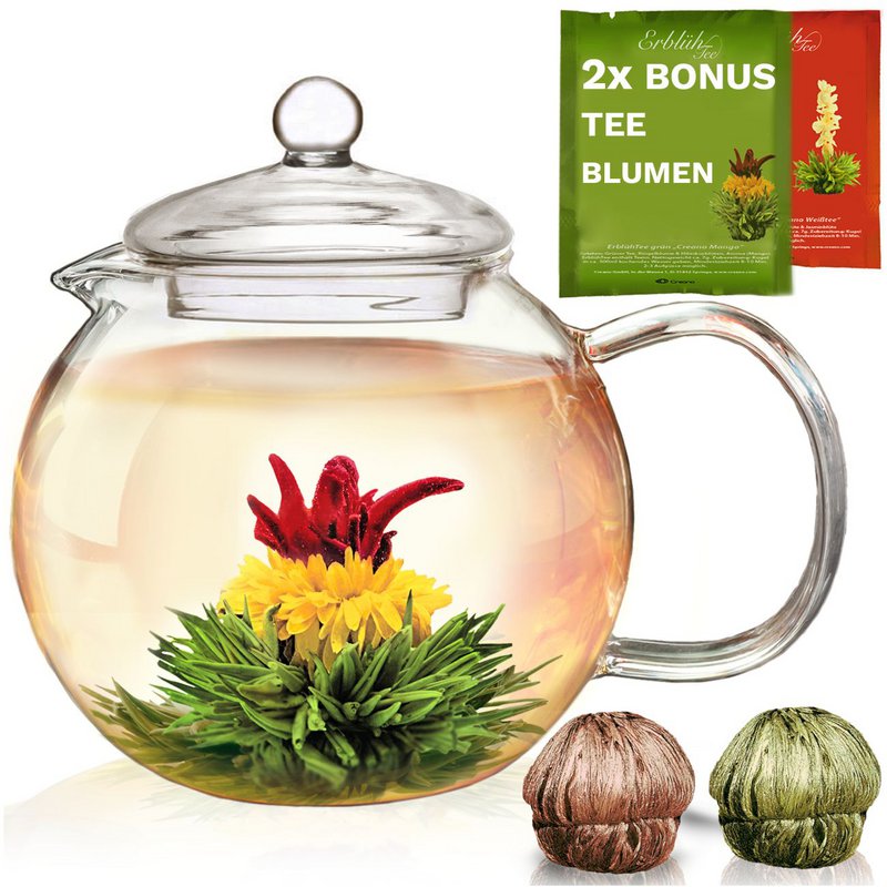 They create Glasteekanne 1,3l with 2 Teeblumen