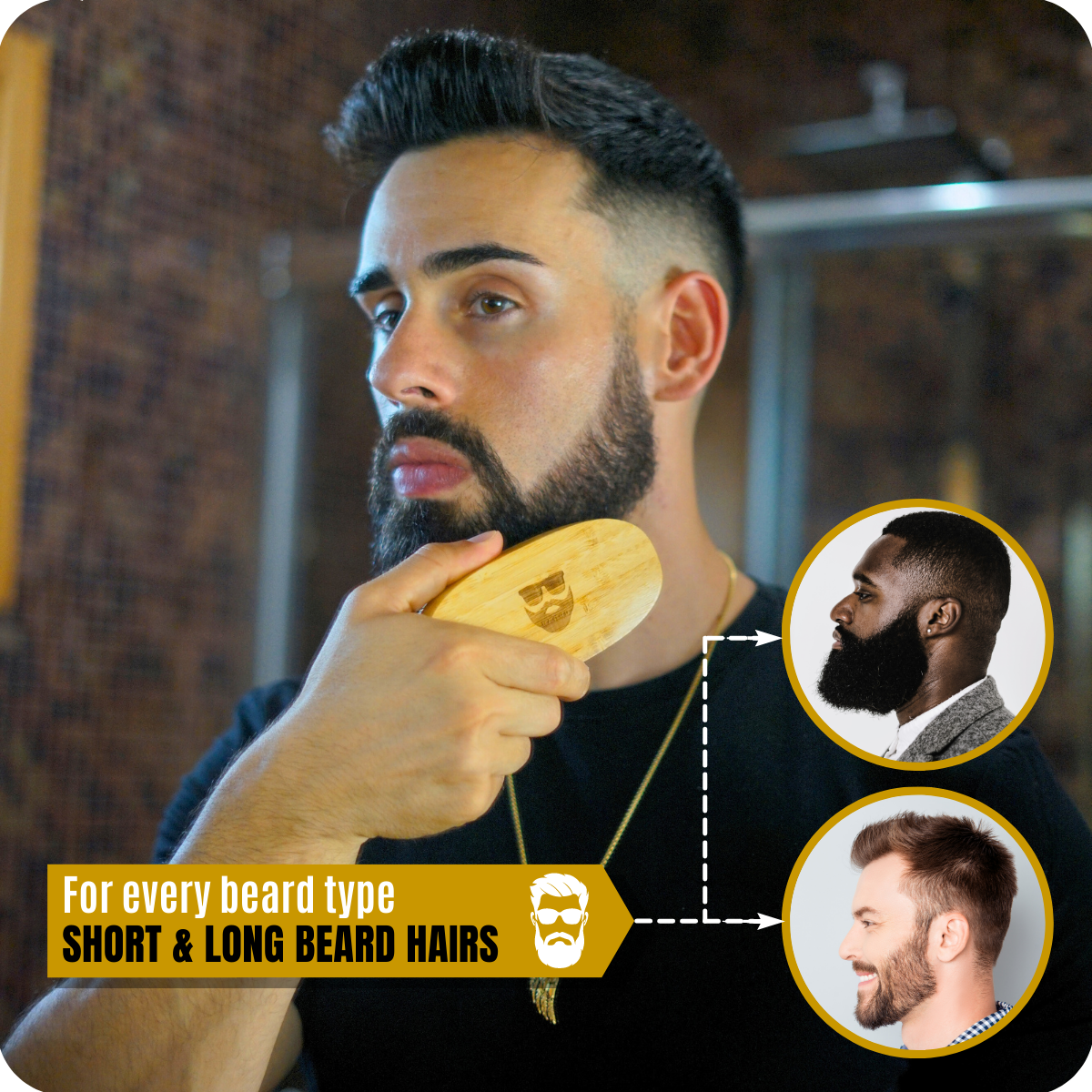 Cepillo para Barba - Madera de Bambú - Cerdas Veganas - Diseño Ergonómico - Para Hombres
