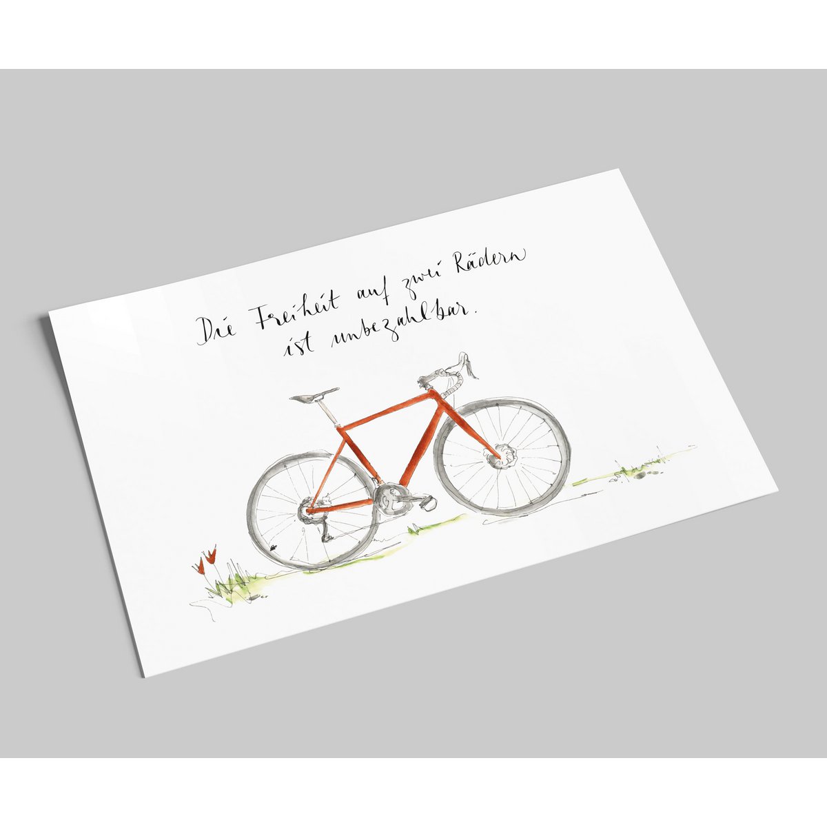 Racefiets ansichtkaart | De vrijheid op twee wielen is onbetaalbaar | Rode racefiets
