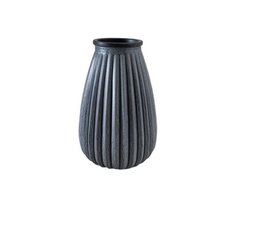 Vase en verre nervuré gris peint à la main