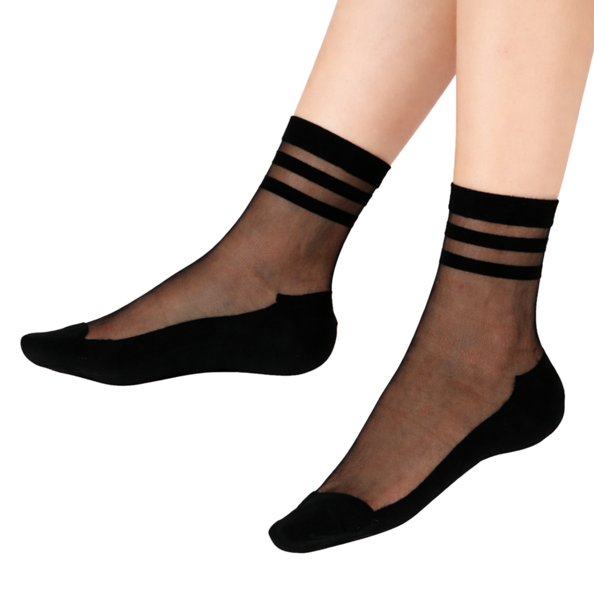 Widerstandsfähige, transparente Voile-Socken – Be a Neo Queen – Schwarz