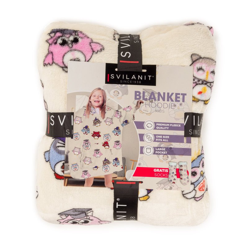 Vitapur - Hoodie deken + sokken kind - Uil
