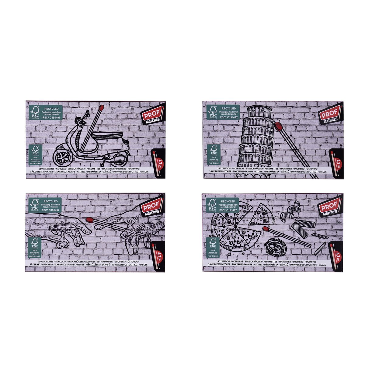 Set mit 3 Streichholzschachteln 47 mm x 3 x 240 PROF