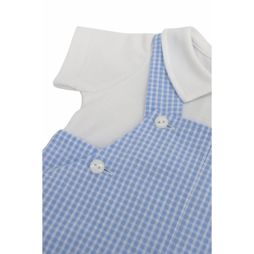 Baby Boy Kort Gingham Dungaree, Blå