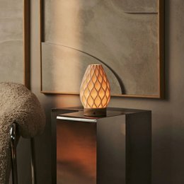 Vela Light Brown Wooden Rechargeable Table Lamp