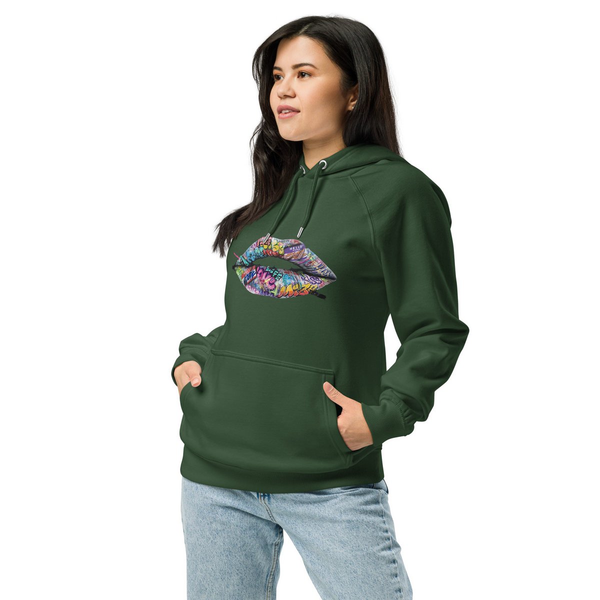 Lipstickjungle unisex økologisk raglan hættetrøje
