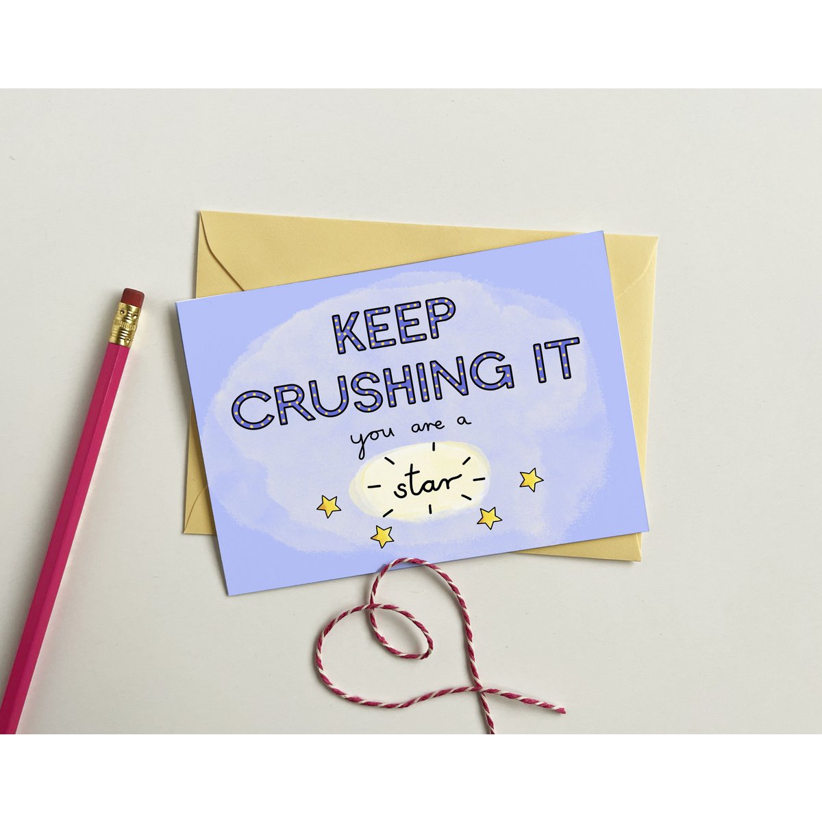 Fun appreciation greeting card for your friend, colleague or team member / keep crushing it - you are a star
