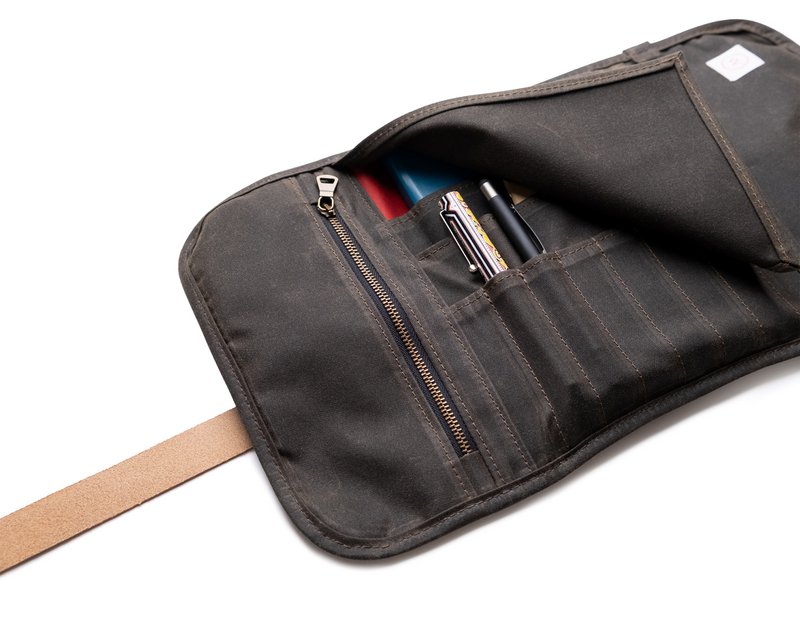 Voksed lærred pen rulle til forfattere, tidsskrift Roll Case, Stationery Shop, Art Store