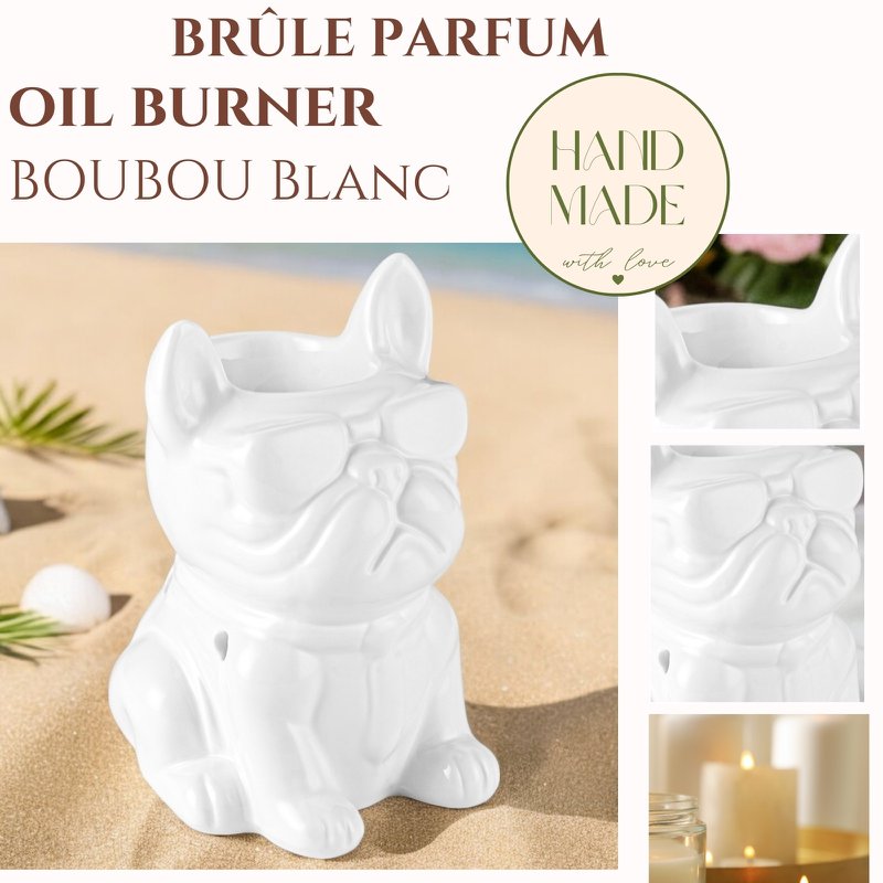 Burning Céramy Boubou White Phaurement - Vela de cerámica lacada - Cerosas perfumadas de difusión, aceites esenciales - decoración de ideas de regalo