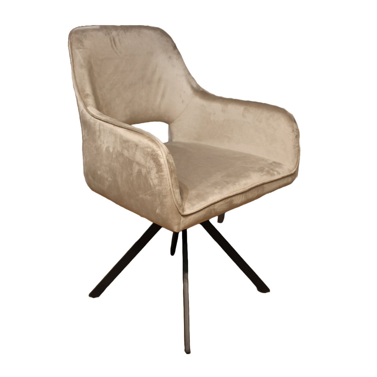 Chaise de salle à manger Nova rotative à 360 degrés en velours sable taupe