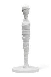 A white, cylindrical kitchen roll holder with a twisted, textured design. Suitable for holding paper towels or other kitchen rolls.