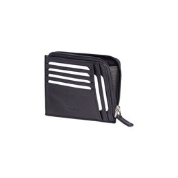RB10793A | Karten-/Dokumentenetui mit Reißverschluss und RFID-Schutz aus echtem Vollnarbenleder mit leichter Narbung. Schwarze Farbe. Abmessungen: 12 x 9 x 0,5 cm
