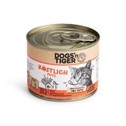 Dogs'n Tiger Adult Premium cat food, delicious wet food, grain-free, turkey & linseed oil, 200g, 6x 200g, 12x 200g