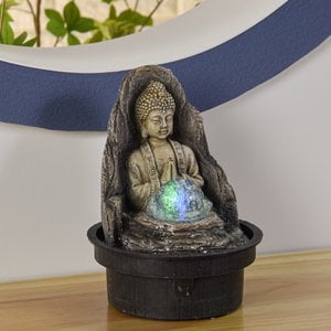 Zimmerbrunnen – Frieden – Buddha-Statuette und Feng-Shui-Design – Zen-Dekorationszubehör – schnelle Installation