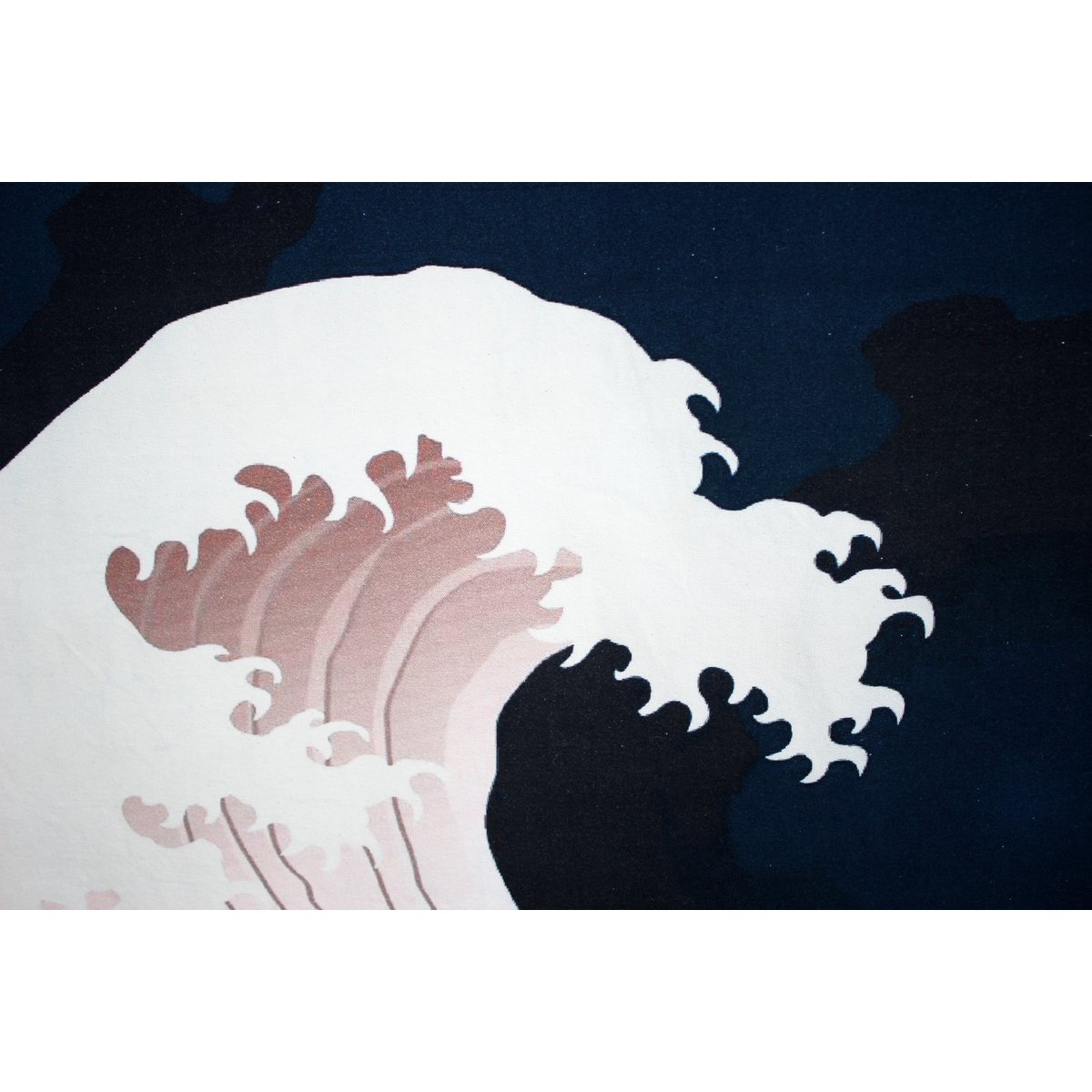 Wall hanging wave & cranes fabric 90x130 cm blue cotton