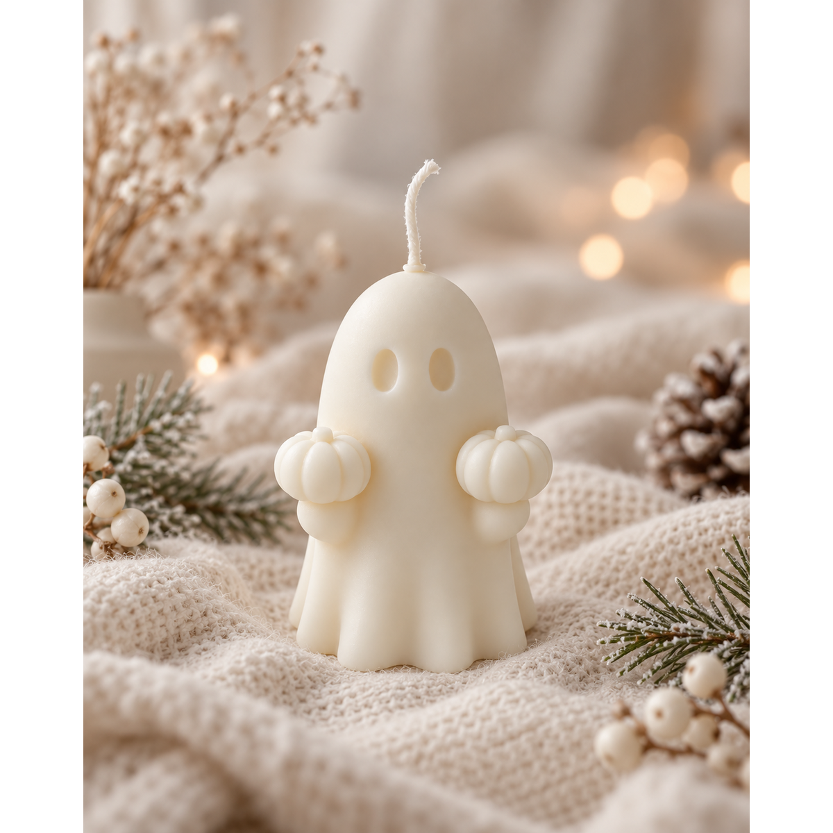 Ghost with little pumpkins candle | rapeseed wax