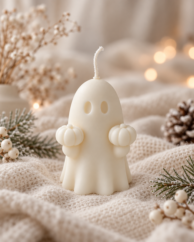 Ghost with little pumpkins candle | rapeseed wax