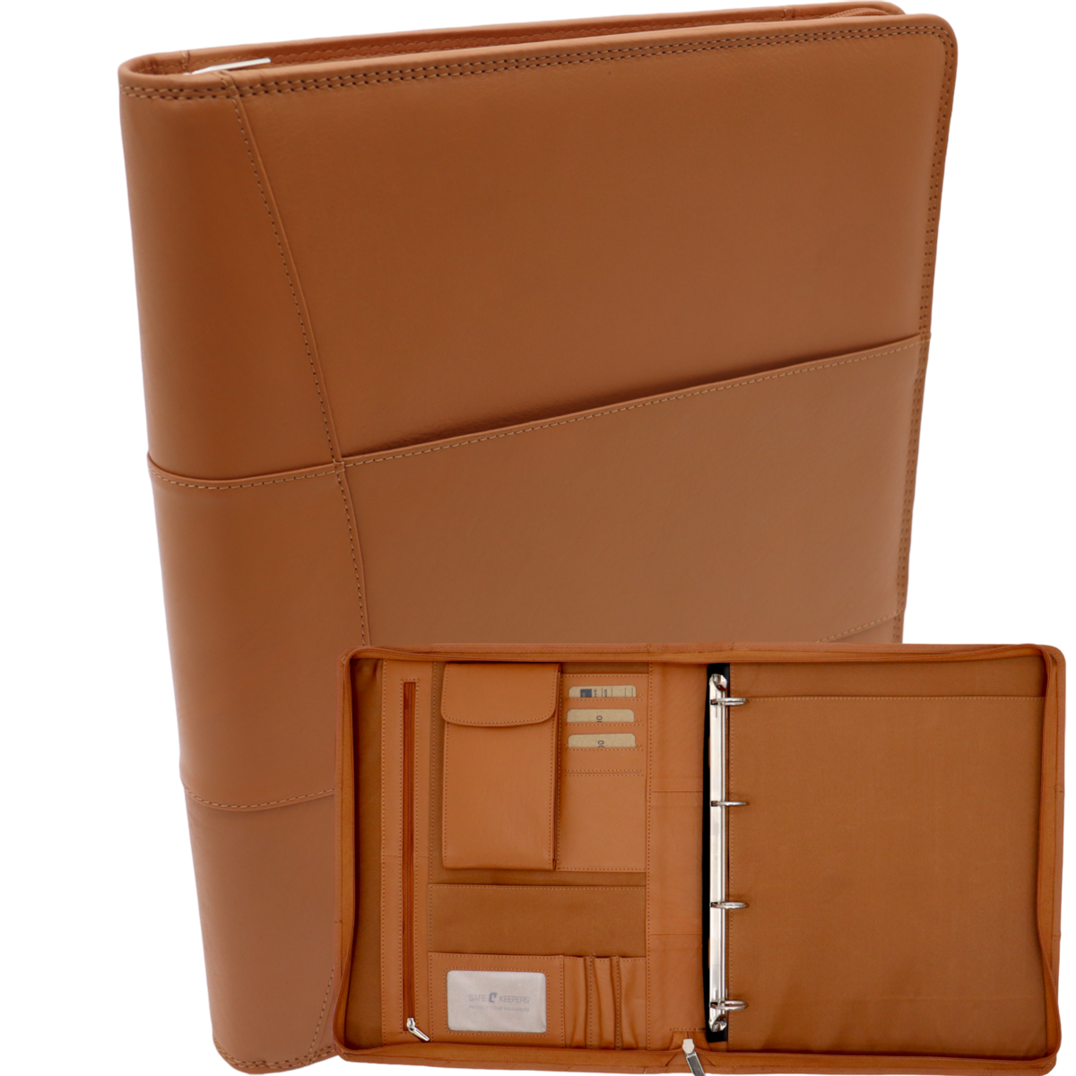 Leather Writing Case A4 - Conference Folder - Document Folder A4 - Tablet Sleeve & Laptop Sleeve - Removable Ring Binder