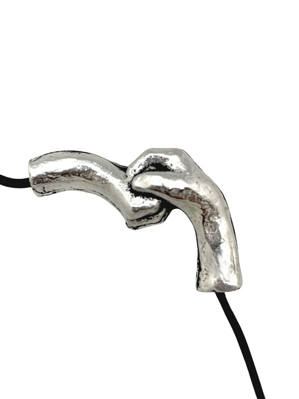 Silver Union Collar 925 10μ og sort læder