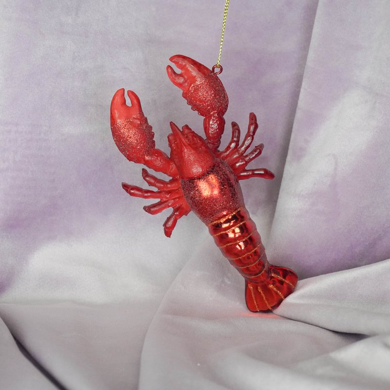 Christmas Decoration - Christmas Hanger - Lobster - Red - Glass - 7,5x2,5x13cm