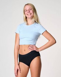 Menstruationsbukser hipsterpiger – kraftig absorption (sort, pink print)