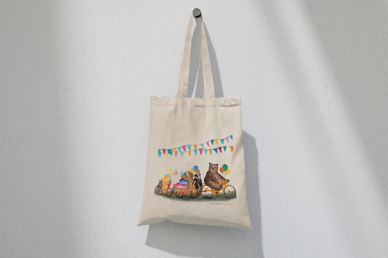 Borsa in cotone Sfilata festosa di animali