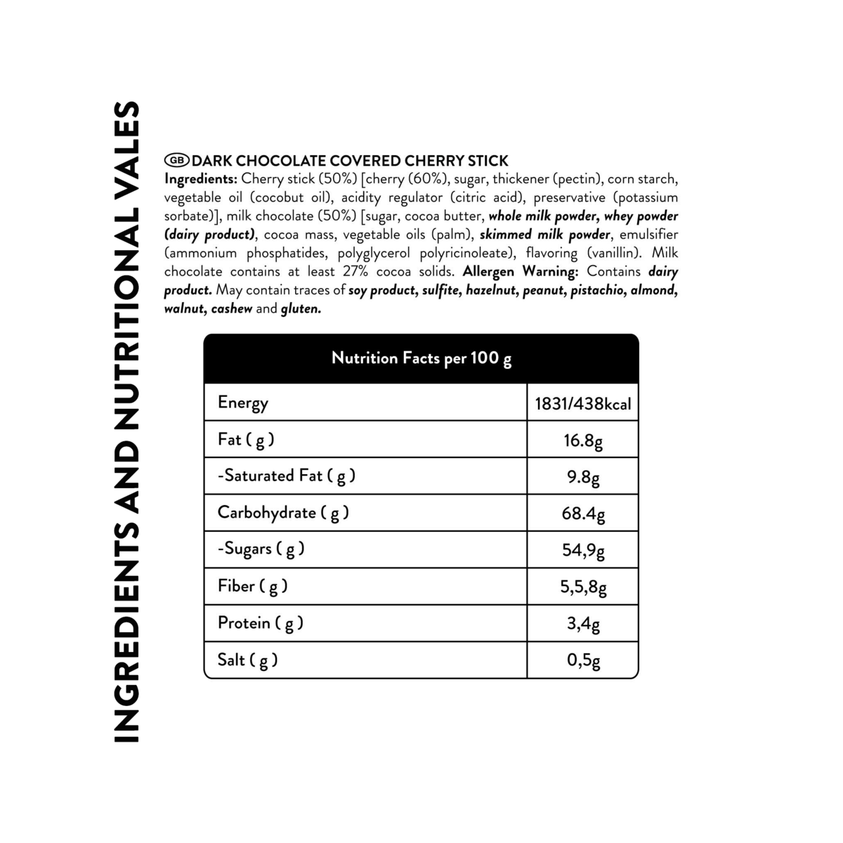 Kersenstick pure chocolade, 80 g