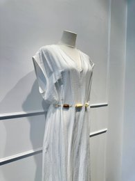 Lang Jumpsuit-kjole med perlebælte - VISCOSE - 8800