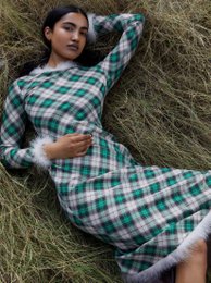 Clover Midi-Kleid mit grünem Karomuster
