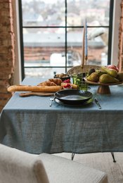 Dark Grey linen tablecloth