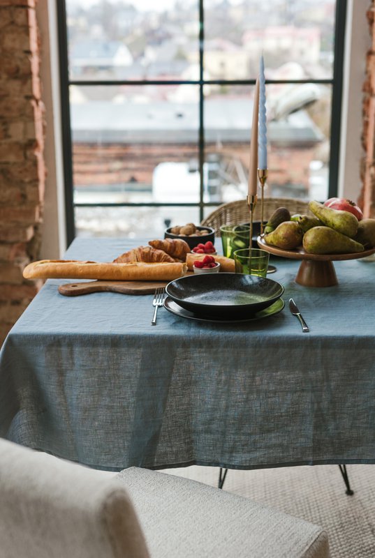 Dark Grey linen tablecloth