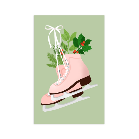 Minikaart/gift tag Christmas - kerst - ice-skates