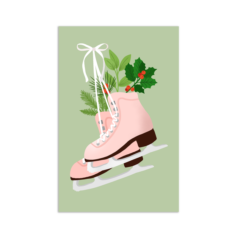 Minikaart/gift tag Christmas - kerst - ice-skates