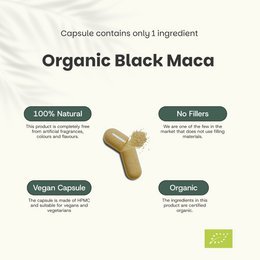 Sorte Maca Kapsler 500mg Økologisk - 100 Kapsler