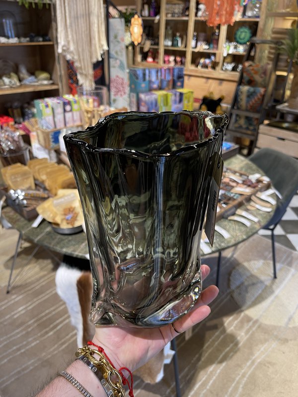 POCKET GREY GLASS VASE