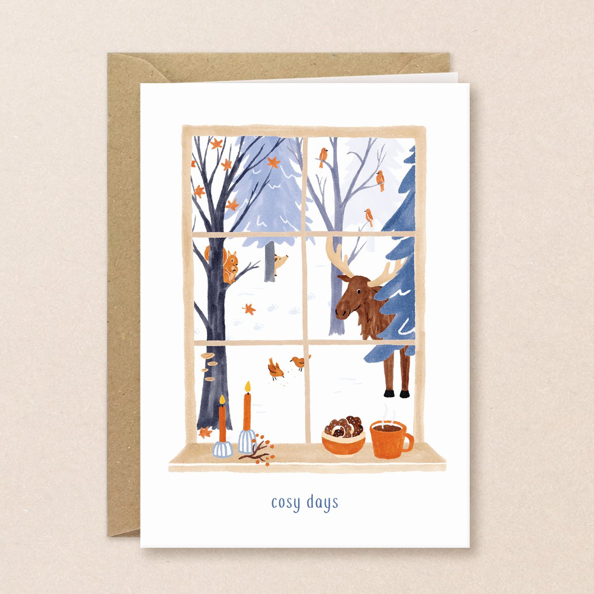 Tarjeta de Navidad | Vista al bosque