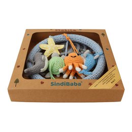 Multifunctional 4in1 baby mobile SEA ANIMALS (crocheted)